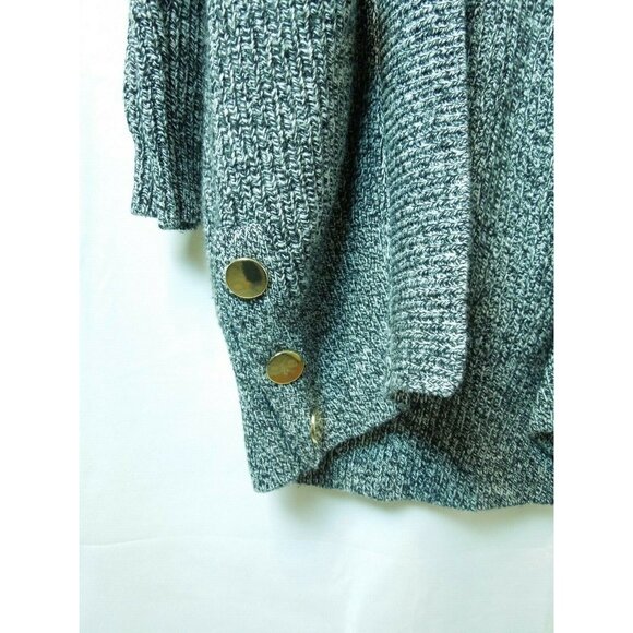 Women's Gap Black White Long Thick Knitted Cardigan w/ Gold Buttons Size XS/S - Picture 3 of 6